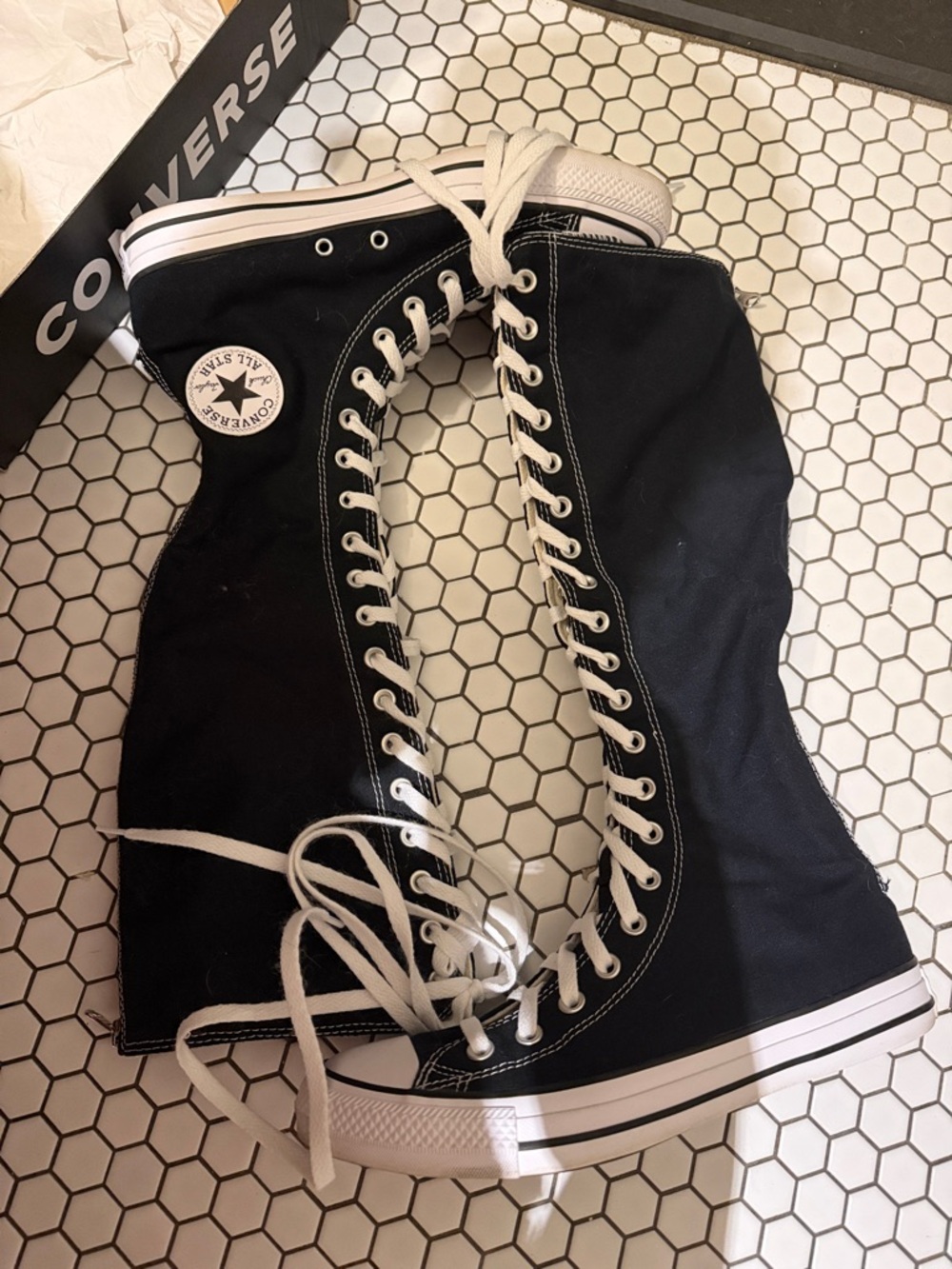 Converse Black & White High-Top Lace-Up Sneakers - Picture 3 of 4